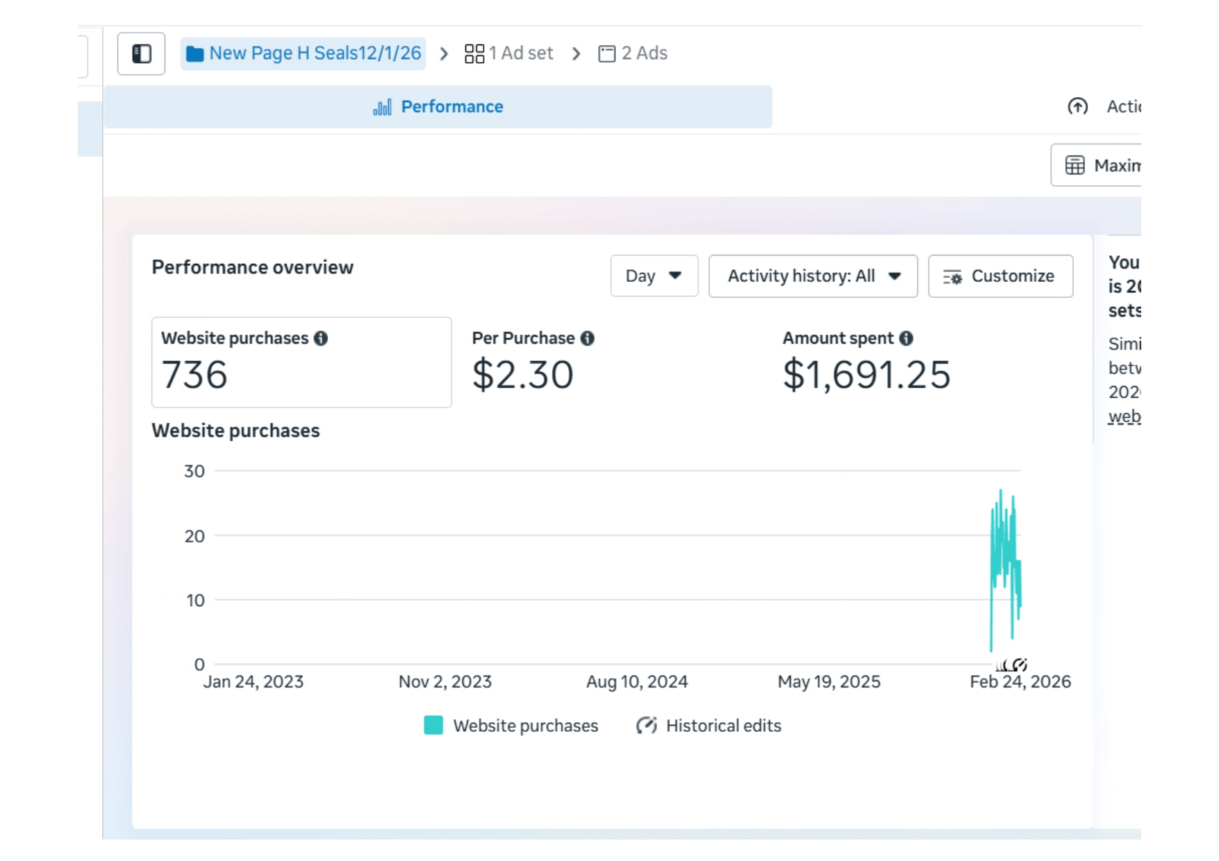 Meta Ads campaign result