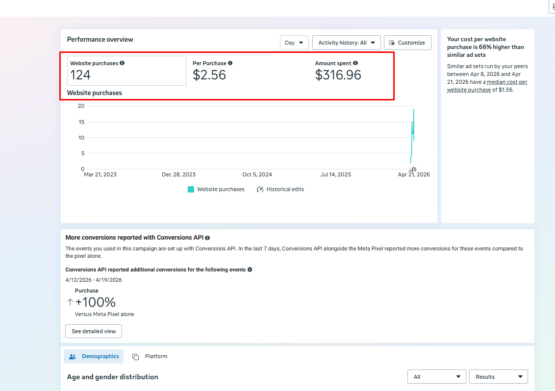 Meta Ads campaign result